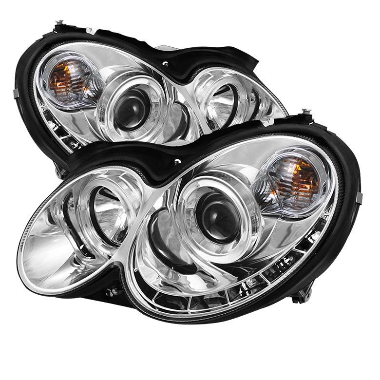 Mercedes Benz Clk Chrome Halo Led Drl Projector Headlights