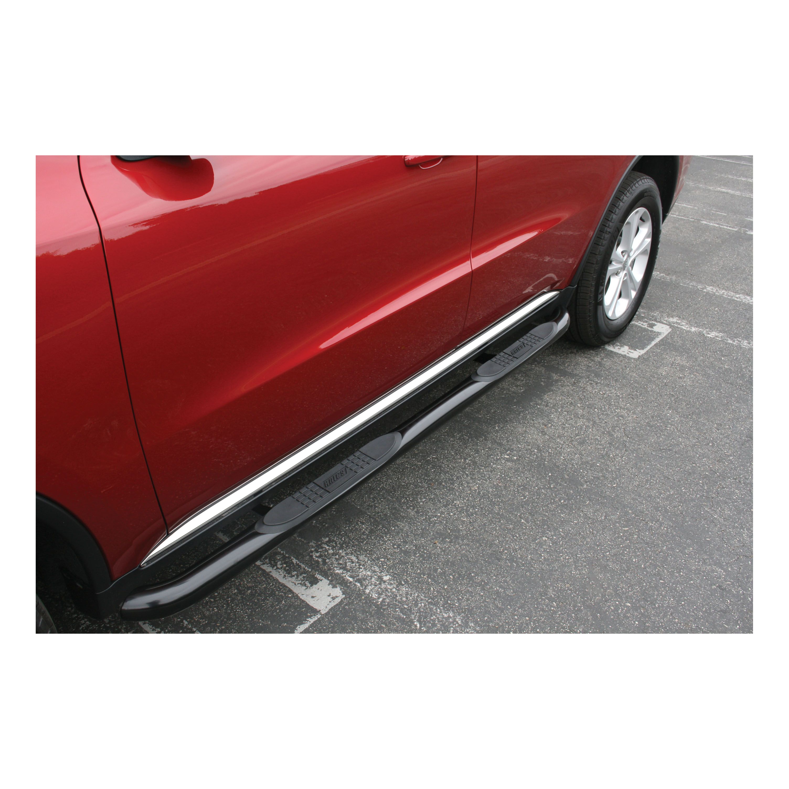 Dodge Durango Aries Round Semi Gloss Black Steel Side Bars