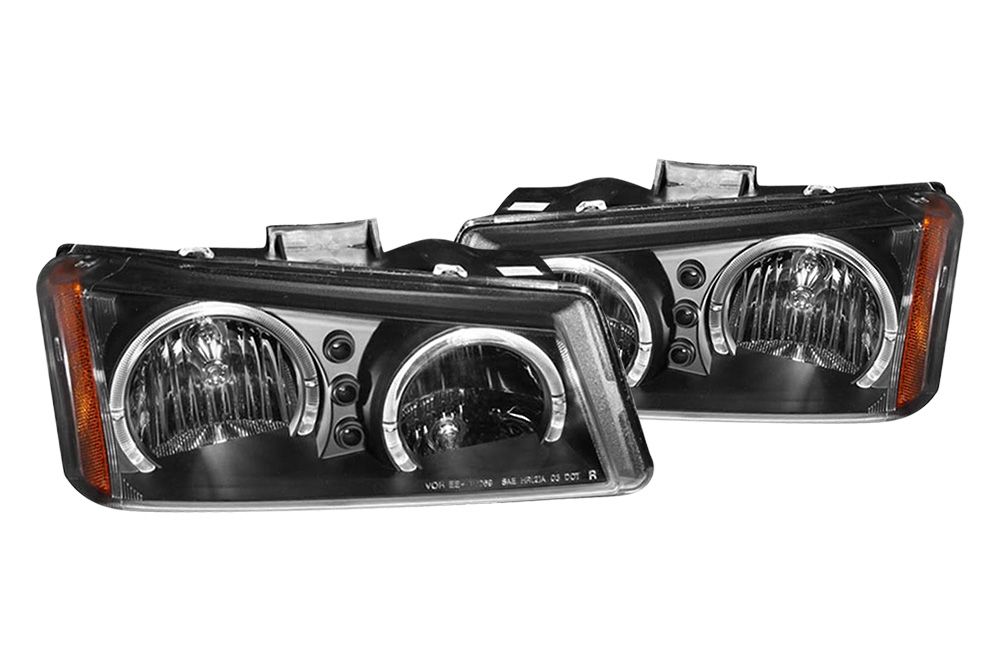 2003 2006 Chevy Silverado Euro Halo Headlights Black Led 02 Az Cl03 B 2r A 3789