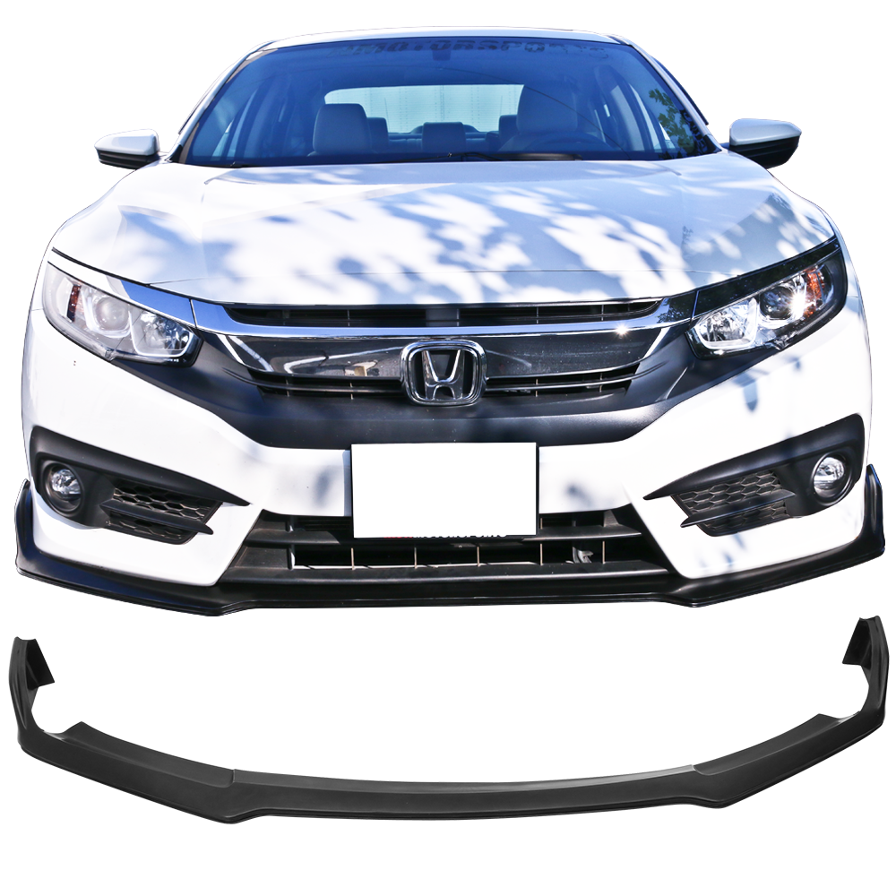 2016 2018 honda civic sedan type r style front bumper lip black polyurethane blf hc16tr pu 2016 2018 honda civic sedan type r style front bumper lip black polyurethane