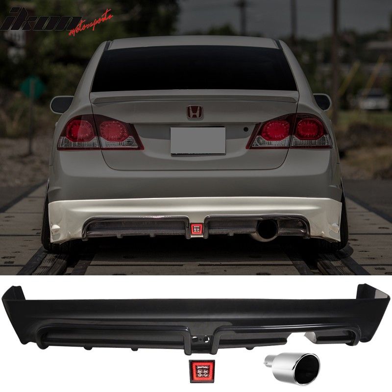 2006-2011 Honda Civic Sedan Rear Bumper Spoiler + LED 3RD Brake Light ...