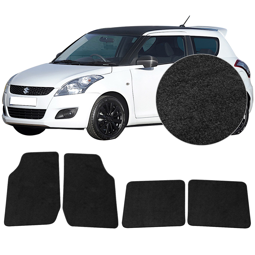 20102012 Suzuki Swift 2DR Black Nylon Floor Mats Carpet 4 Pieces Set