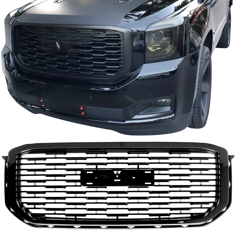 2015 2019 Gmc Yukon Denali Style Front Upper Grille Replacement Black Abs Gr Gyk1518dnl Bk