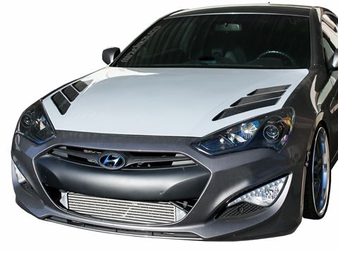 2013-2016 Hyundai Genesis Coupe RKS Fiberglass Hood with Carbon Fiber ...