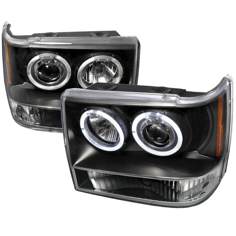 1993-1998 Jeep Grand Cherokee Halo LED Black Projector Headlights ...