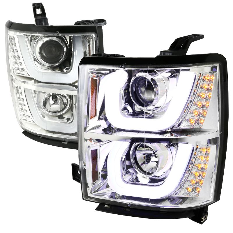 2014-2016 Chevy Silverado Chrome LED Projector Headlights - 2LHP-SIV14-TM