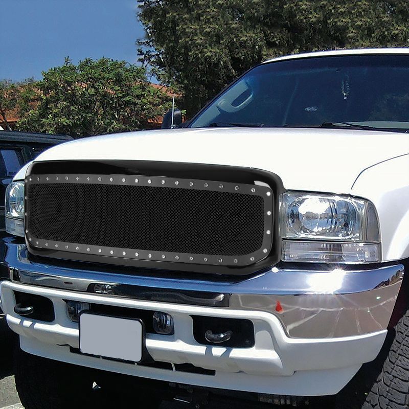 1999-2004 Ford F-250 SuperDuty Gloss Black Rivet Front Grille - HG ...