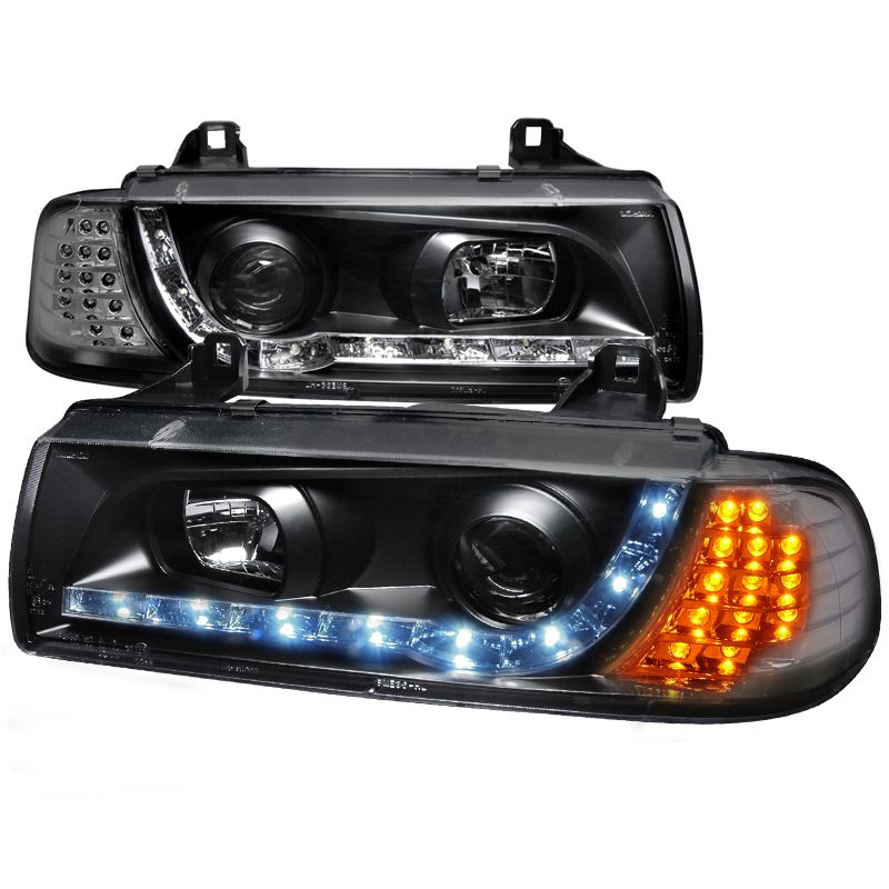 1992 1998 Bmw E36 3 Series 2dr Coupe R8 Led Black Projector Headlights