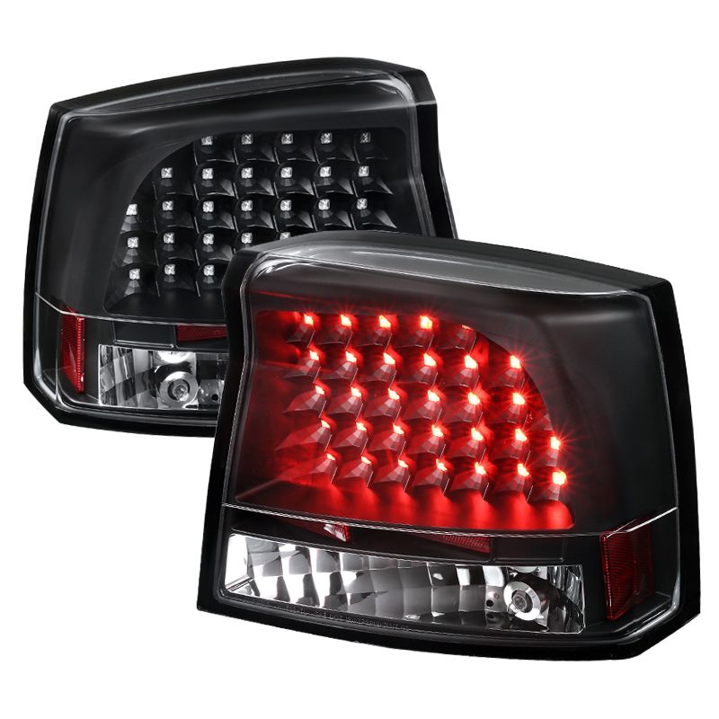 2005-2008 Dodge Charger Black LED Tail Lights - LT-CHG05JMLED-TM