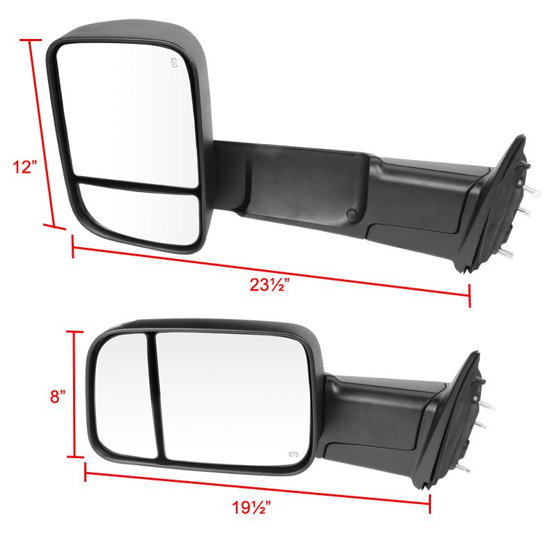 2013 2015 Dodge Ram 150025003500 Textured Black Towing Mirrors Rmx