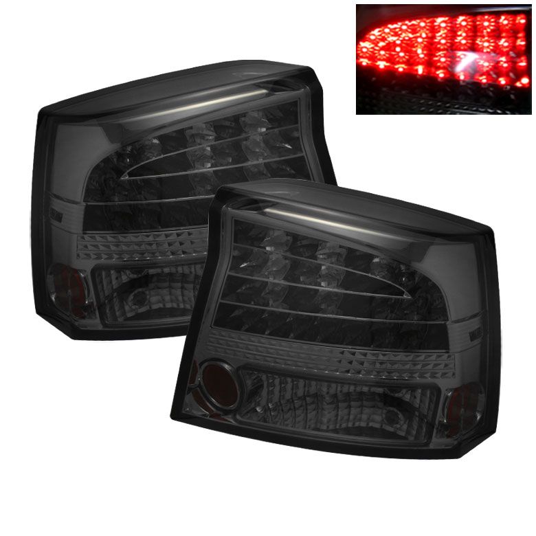 2006-2008 Dodge Charger Smoke LED Tail Lights - 111-DCH05-LED-SM