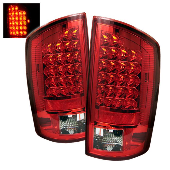 2007-2008 Dodge Ram 2500 Red Clear Led Tail Lights - 111-dram06-led-rc