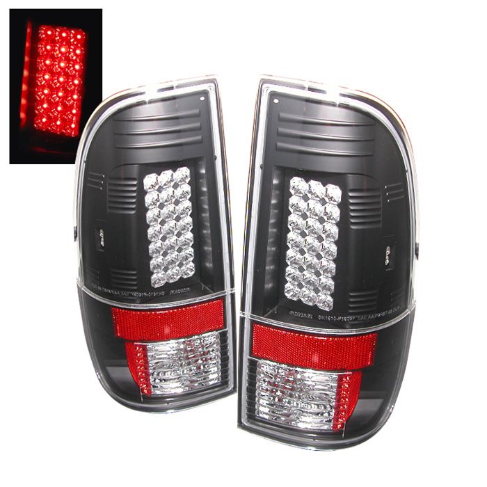 2008-2013 Ford F350 SuperDuty Black LED Tail Lights - 111-FS07-LED-BK