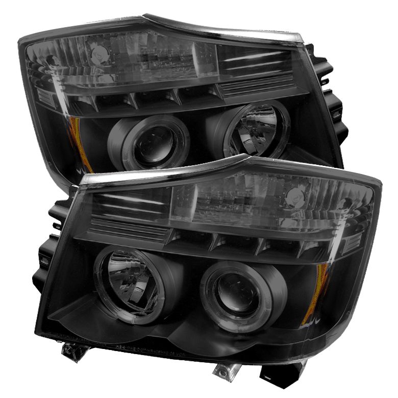 2004-2014 Nissan Titan Halo Black Smoke Projector Headlights-PRO-YD ...