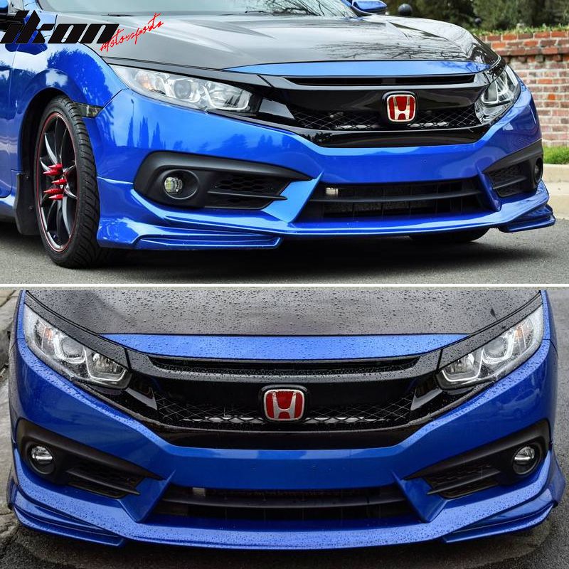 2016-2018 Honda Civic Coupe/Sedan AP Style Front Bumper Lip Splitter ...