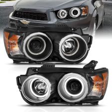 2012-2015 Chevrolet Sonic 4DR/HB Anzo Projector Headlights W/ Halo Black (SMD LED) - 121488