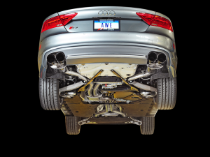 AWE Touring Edition Exhaust for Audi C7 S7 4.0T - Polished Silver Tips - 3015-42012