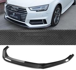 2017-2020 Audi A4 B9 Carbon Fiber Front Bumper Lip Spoiler Matte  - 13-ML-XM282-MCF