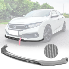 2019-2021 Honda Civic IKON V3 Style Front Bumper Lip 2PC Carbon Fiber Print  - BLF-HC19IKV32P-CFL