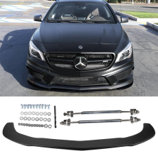 2014-2016 Mercedes Benz CLA Front Bumper Splitter w/ Rods + Hardware Matte Black  - CB-A011769