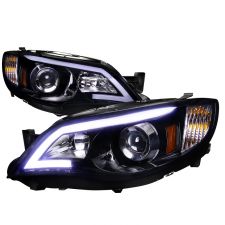 2008-2011 Subaru Impreza DRL Gloss-Black-Smoke Projector Headlights - 2LHP-