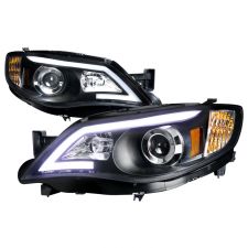 2008-2011 Subaru Impreza DRL Black Projector Headlights - 2LHP-WRX08JM-TM