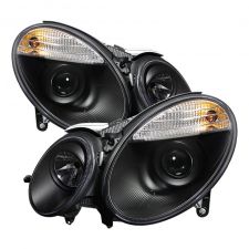 2007-2009 Mercedes Benz E-Class Black Projector Headlights - 444-MBW21107-BK