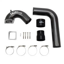 WCFab 2003-2007 5.9L Cummins 3.5 Inch Intake Horn and Driver Side Intercooler Pipe Gloss Black Single Stage Powder Coating - WCF100528-GB - Wehrli Custom Fabrication