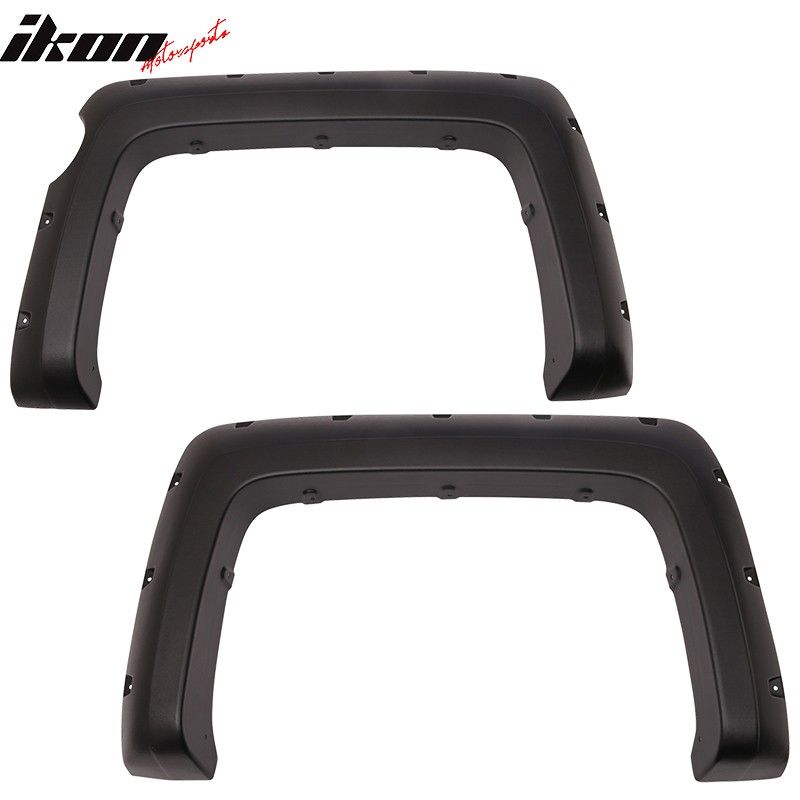 2014-2016 Gmc Sierra 1500 Sanded Pocket Rivet Style Fender Flares Black 