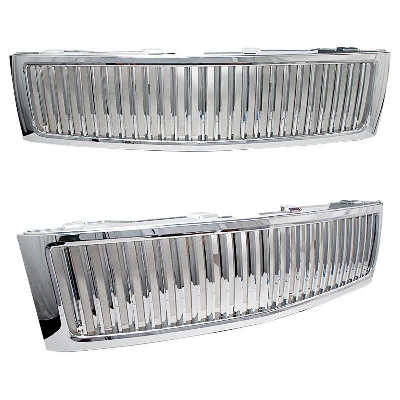 2007-2013 Chevrolet Silverado 1500 Vertical Front Grille Chrome - GRZV ...