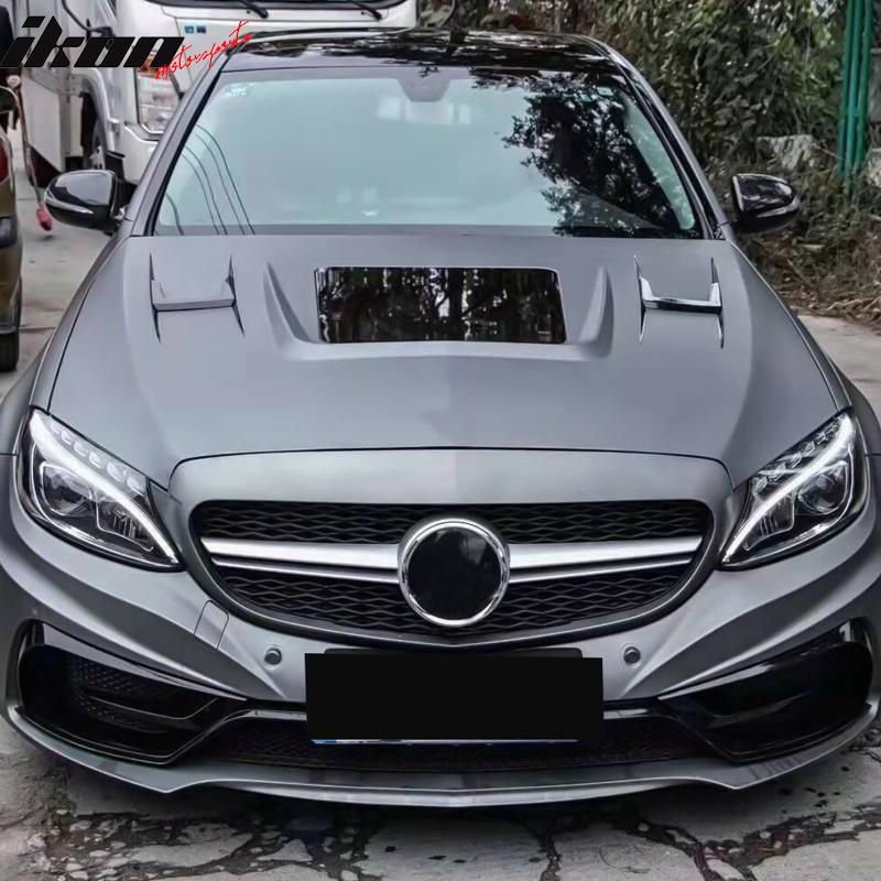 2015-2020 Mercedes Benz C-Class W205 Steel V1 Transparent Vented Hood ...