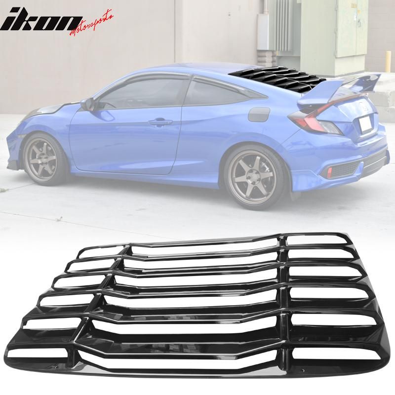 20162020 Honda Civic Coupe Rear Window Louvers Gloss Black WDLR