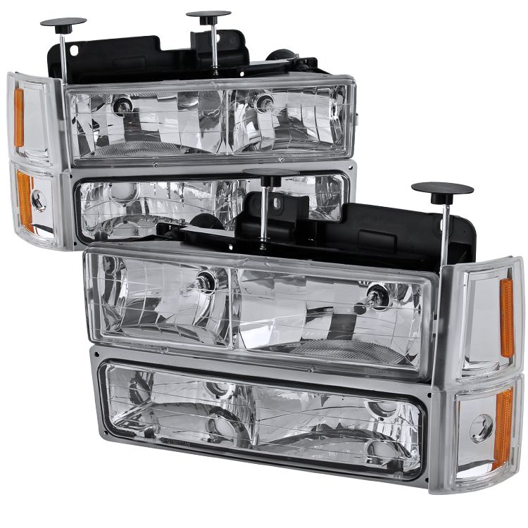 1994-1998 GMC Sierra Chrome Euro Headlights + Corner + Bumper Lights