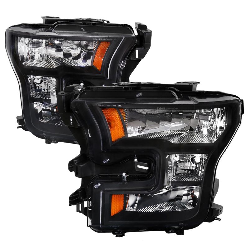 2015-2017 Ford F150 Euro Headlights Black - SDT-2LH-F15015JM-RS