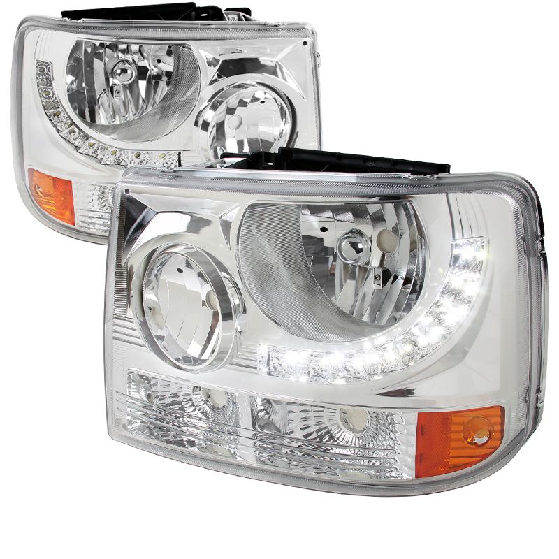 1999-2002 Chevy Silverado Chrome LED Euro Headlights-2LH-SIV991PC-RS