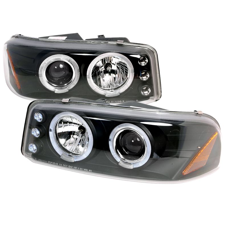 2000-2006 GMC Denali Halo LED Black Projector Headlights - 2LHP-DEN00JM-TM