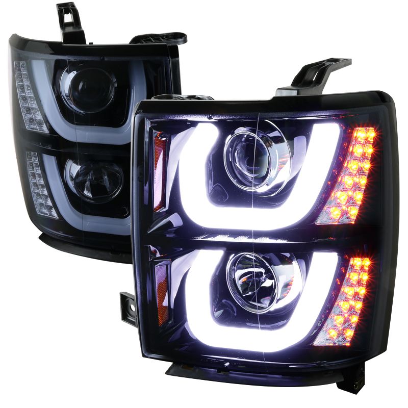 2014-2016 Chevy Silverado 1500 Smoke LED Projector Headlights