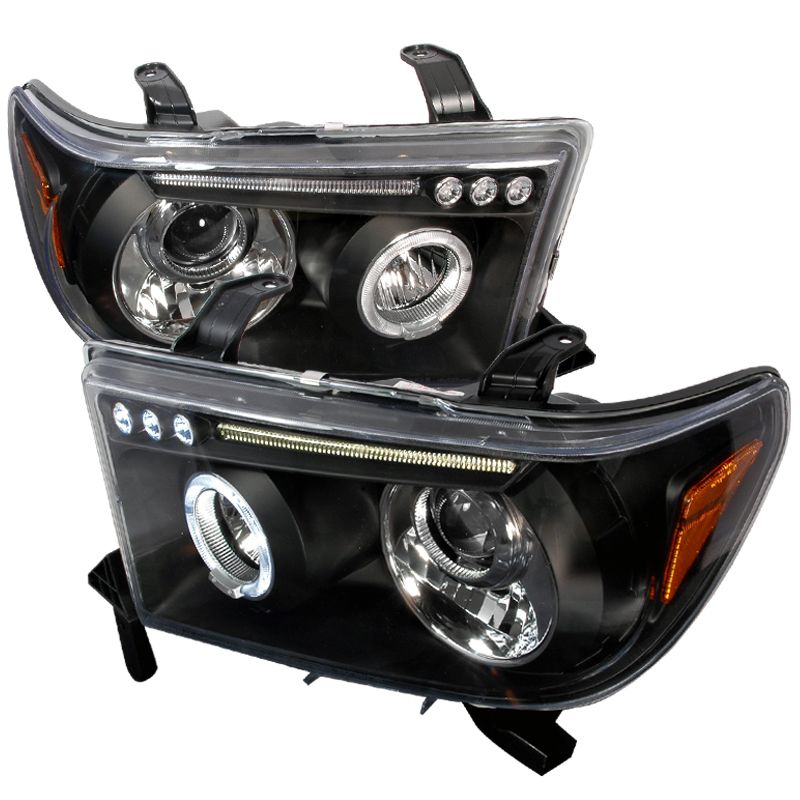 2007-2011 Toyota Tundra Halo LED Black Projector Headlights - 2LHP ...