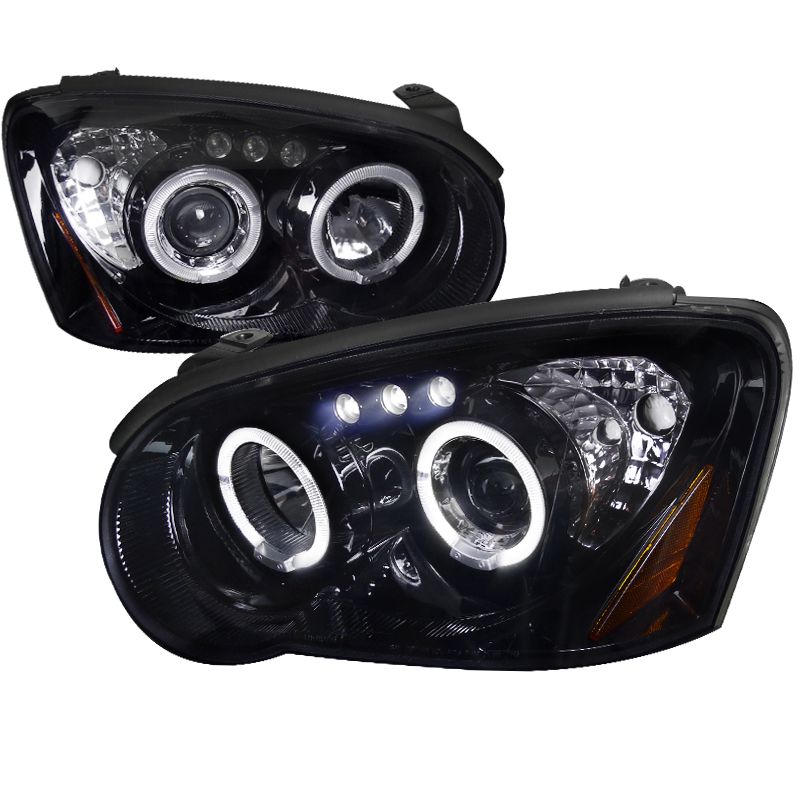 2004-2005 Subaru Impreza Halo Gloss-Black-Smoke Projector Headlights ...