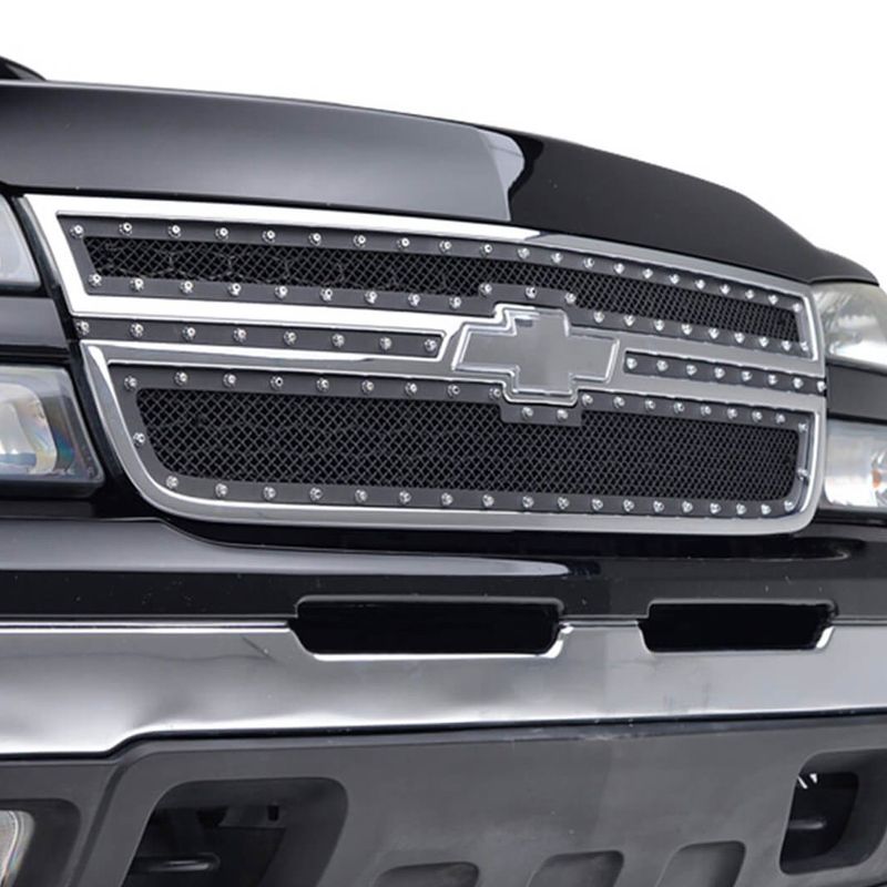 2005-2007 Chevrolet Silverado 1500 Steel/Black Rivet Front Grille ...