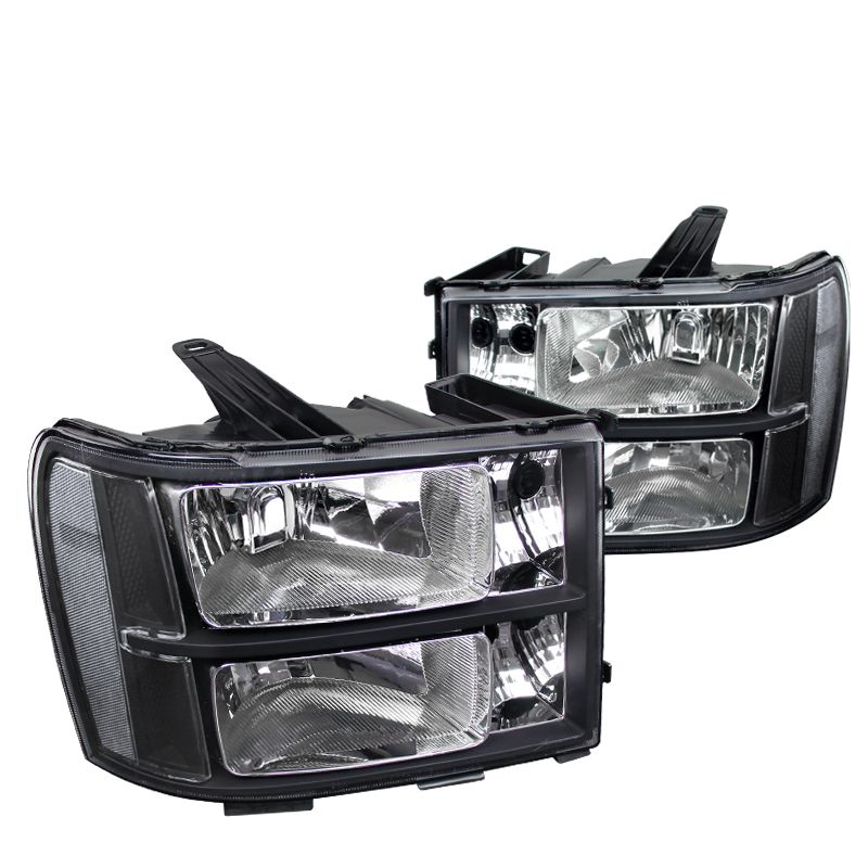 2007-2013 GMC Sierra Euro Headlights Black - SDT-LH-SIE07JM-RS