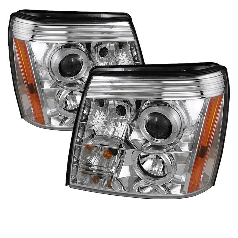 2002-2006 Cadillac Escalade Chrome Halo + LED DRL Projector Headlights ...