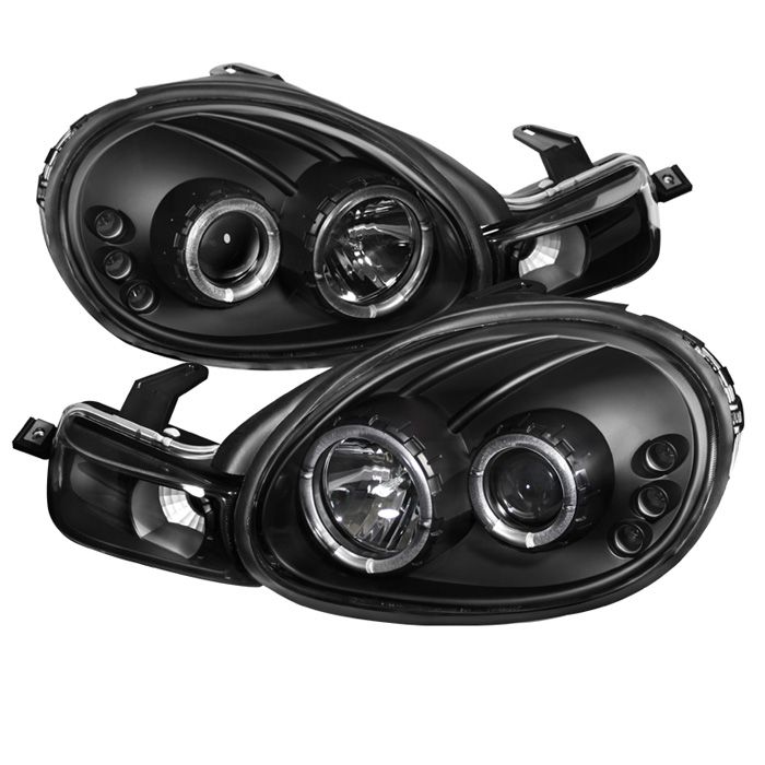 2000-2002 Dodge Neon Black Halo Projector Headlights - 444-DN00-HL-BK