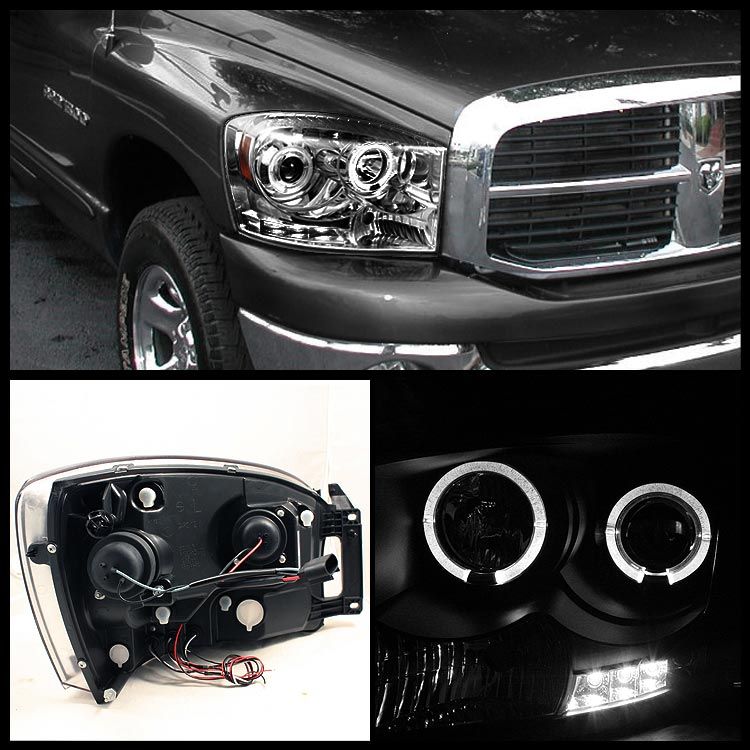 2006-2008 Dodge Ram 1500/2500/3500 Chrome Halo Projector Headlights