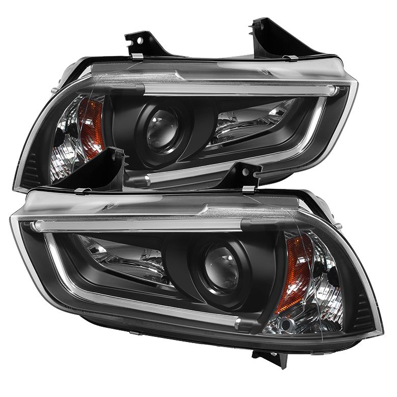 2011-2014 Dodge Charger DRL Halo Black Projector Headlights-PRO-YD ...